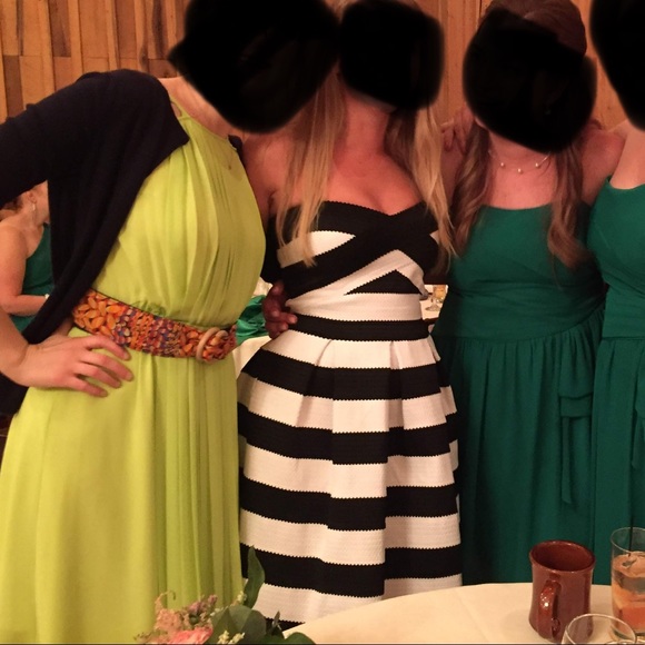 Express elastic stripe fit and flare dress - Picture 2 of 5